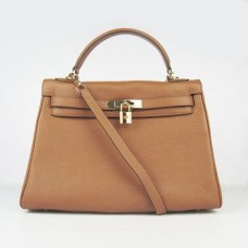 Hermes Kelly 32cm Togo Leder 6108 hellkaffee golden